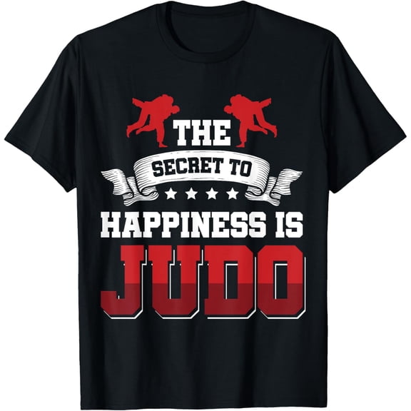 The secret to Happiness is Judo T-Shirt men and women can wear, black, white, gifts