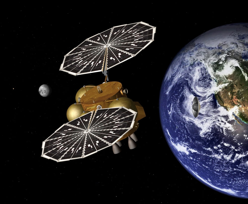 The separation of an Earth entry vehicle on a proposed Mars Sample Return Mission Canvas Art - Stocktrek Images (31 x 26)