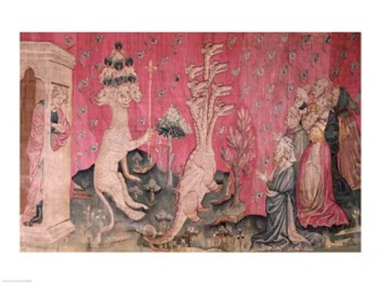 The seven-headed beast from the sea receiving the homage of men Canvas Art - Nicolas Bataille (24 x 18)