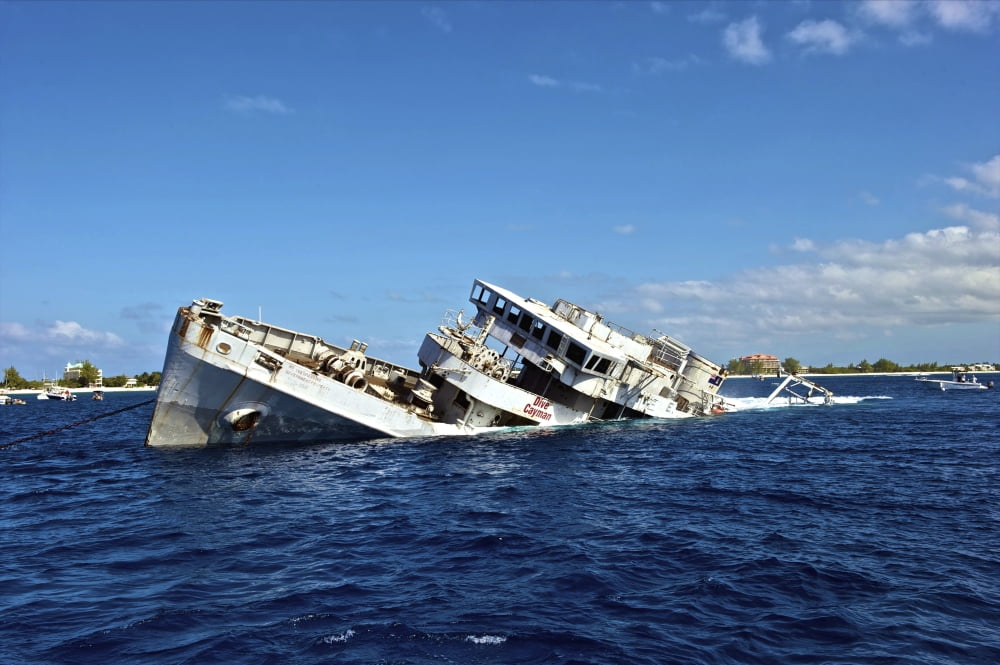 The sinking of USS Kittiwake Grand Cayman Canvas Art - Amanda NichollsStocktrek Images (34 x 23)