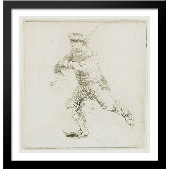 The skater 28x28 Large Black Wood Framed Print Art by Rembrandt