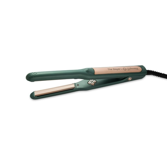 The slayer Nano titanium flat iron green 1/2inch 460F/C 360 swivel cord, universal voltage LED