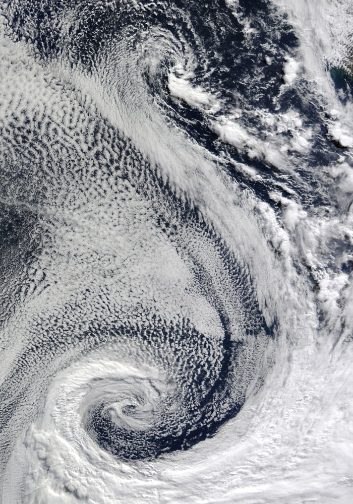 The sprawling S-shaped swirl is actually two cyclones that seem to be feeding on each other Canvas Art - Stocktrek Images (24 x 34)