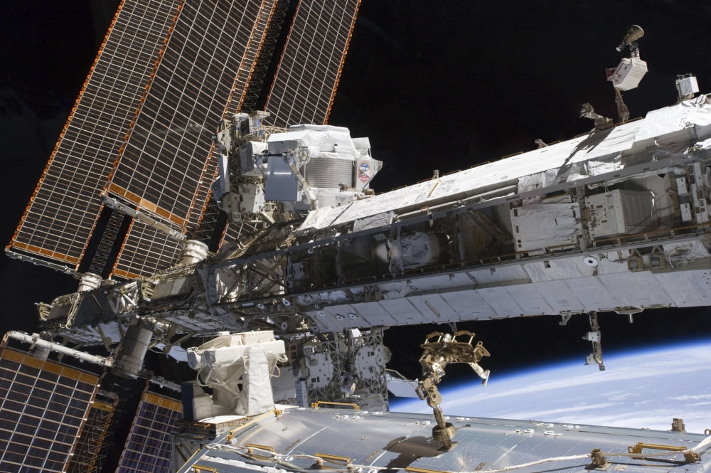 The starboard truss of the International Space Station Canvas Art - Stocktrek Images (34 x 23)