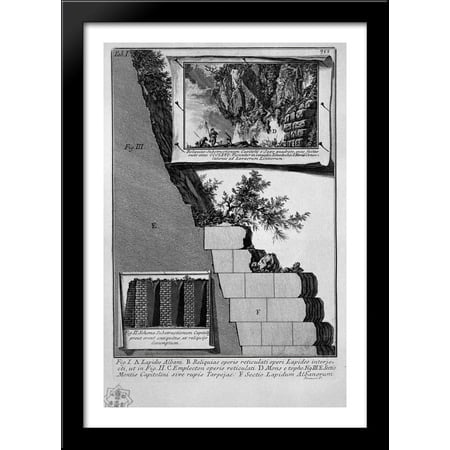 The substructures of the Capitol and the Tarpeian Rock 28x40 Large Black Wood Framed Print Art by Giovanni Battista Piranesi