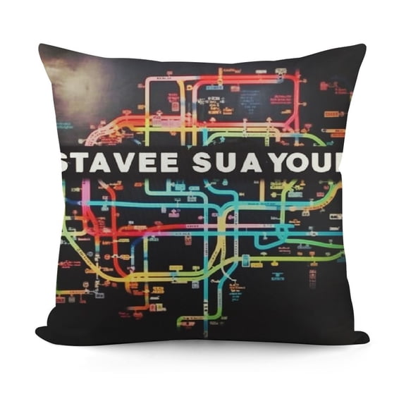 The subway treasure map and the city is our Throw Pillow, Multicolor