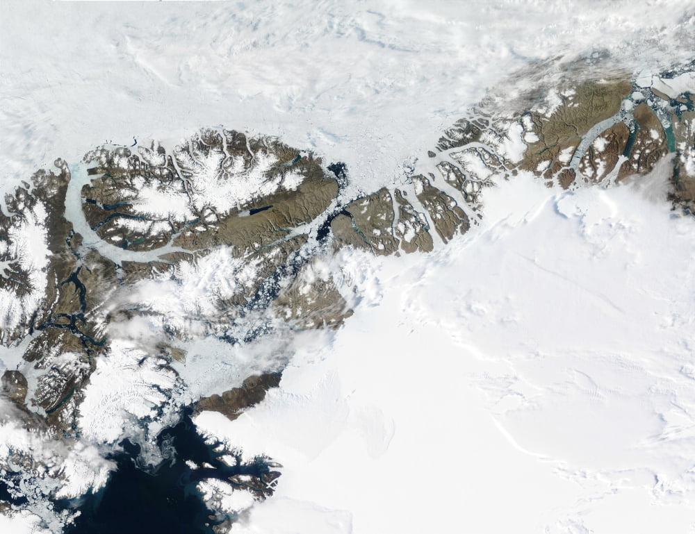 The summer thaw around Ellesmere Island Canada and northwest Greenland Canvas Art - Stocktrek Images (32 x 24)