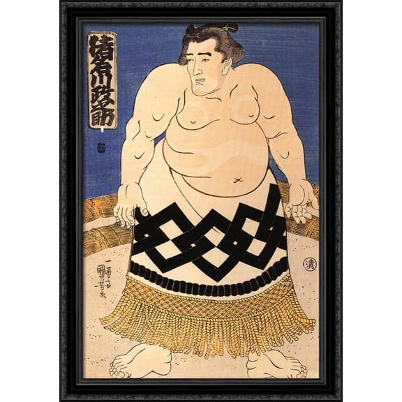The sumo wrestler 28x40 Large Black Ornate Wood Framed Canvas Art by Utagawa Kuniyoshi