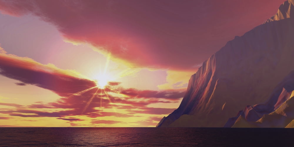 The sun blazes with its dying embers before sunset Canvas Art - Corey FordStocktrek Images (40 x 20)