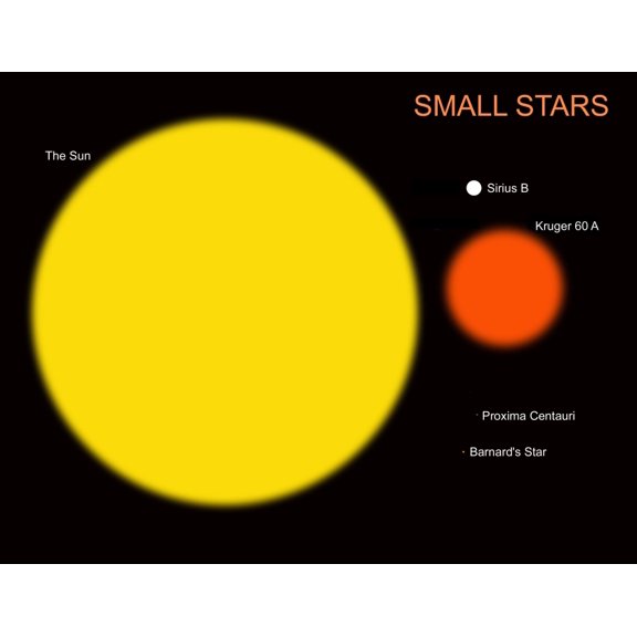 The sun compared to four typical small stars Canvas Art - Ron MillerStocktrek Images (16 x 13)