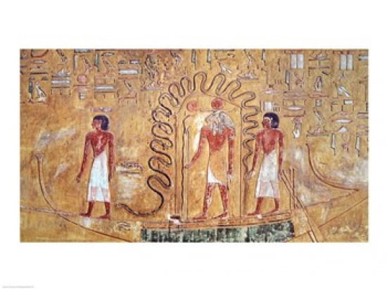 The sun god Ra in his solar barque Canvas Art - (24 x 18)