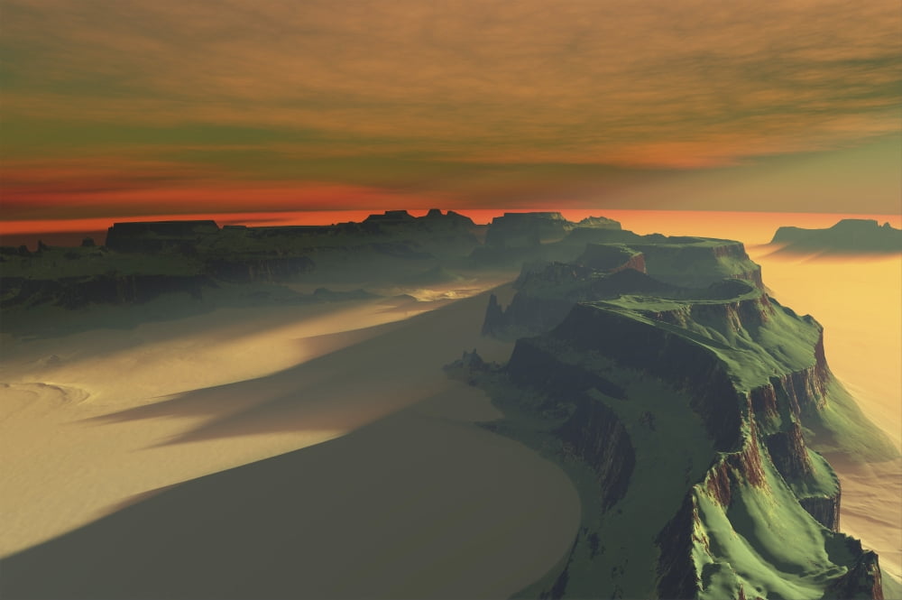 The sun sets on this desert landscape Canvas Art - Corey FordStocktrek Images (34 x 23)