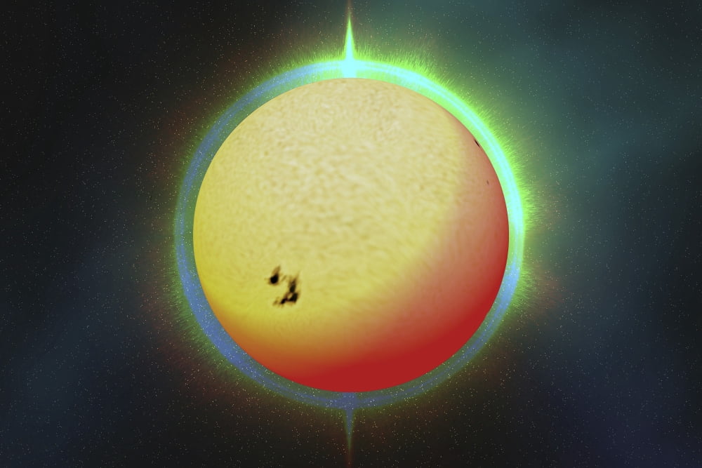 The sun with a colorful aura surrounding it Canvas Art - Corey FordStocktrek Images (18 x 12)