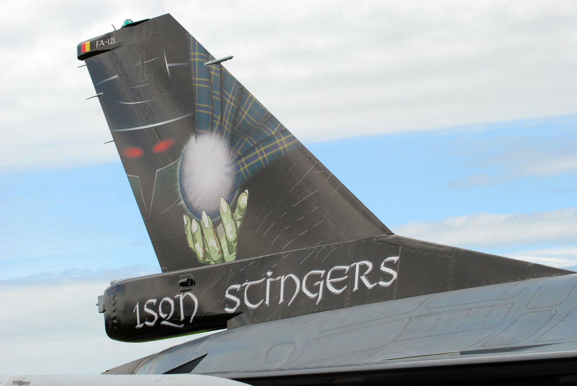 The tail of a Belgian F16 aircraft Canvas Art - Luc De JaegerStocktrek Images (35 x 23)