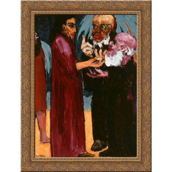 The tribute money 20x24 Gold Ornate Wood Framed Canvas Art by Nolde, Emil