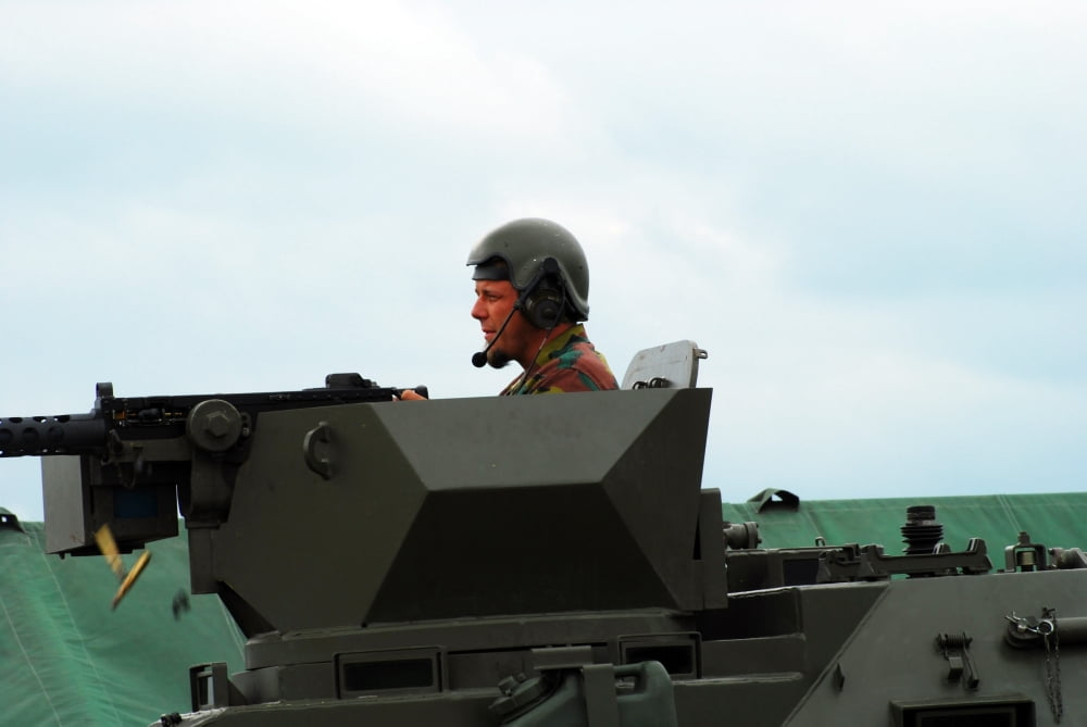 The turret of a Pandur Wheeled Armoured Vehicle in use by the Belgian Army Canvas Art - Luc De JaegerStocktrek Images (34 x 23)