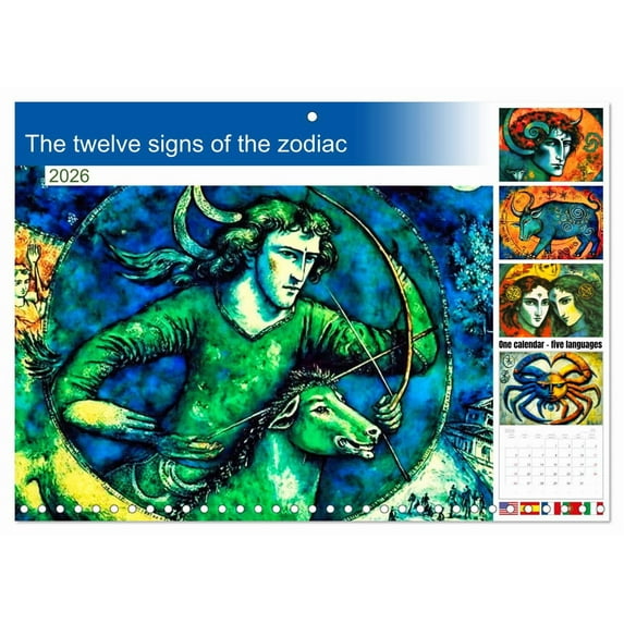 The twelve signs of the zodiac (Monthly Wall Calendar 2026 16.5 x 23.4 (open)), CALVENDO 14 Month Calendar