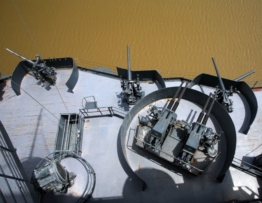 The twin Bofors 40mm anti-aircraft naval guns Canvas Art - Michael WoodStocktrek Images (32 x 25)