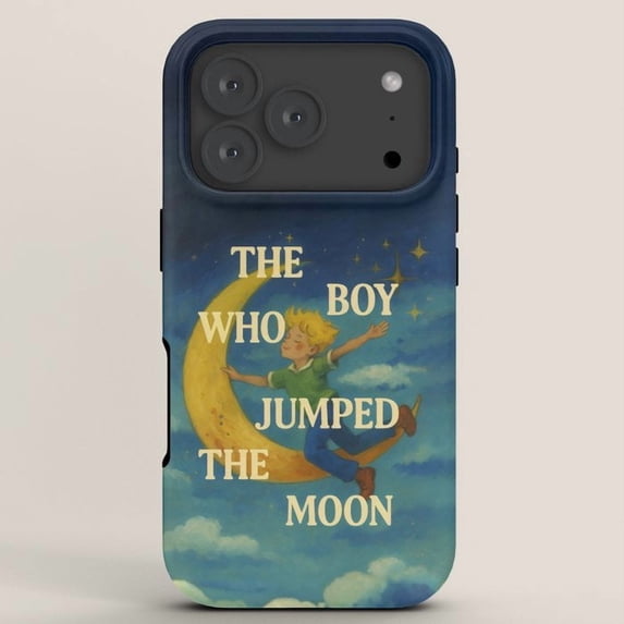 The unisex Who Jumped the Moon Celestial Blue Tough iPhone Case ...