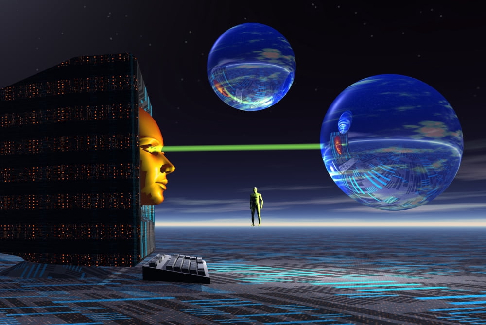 The universe of cyberspace Canvas Art - Mark StevensonStocktrek Images (35 x 24)