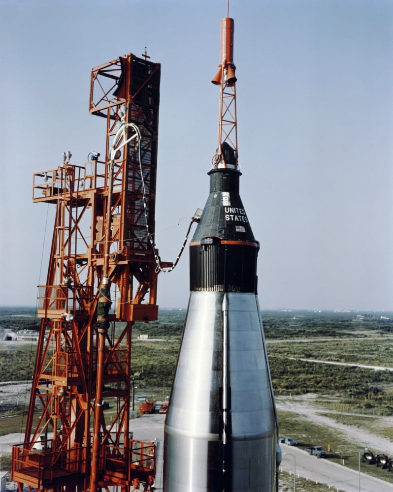 The unmanned Mercury-Atlas capsule sits atop its Atlas launch vehicle Canvas Art - Stocktrek Images (25 x 32)
