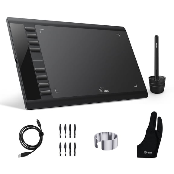 UGEE M708 Graphics Drawing Tablet, 8192 Pressure Sensitivity, 10 x 6 Inches Digital Tablet with Pen for Linux, Mac, Windows PC