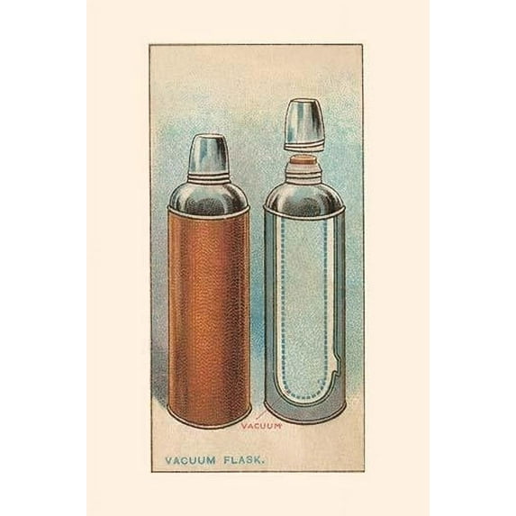The vacuum flask really consists of two bottles, one inside the other, the air being extracted from the space between, forming a vacuum,