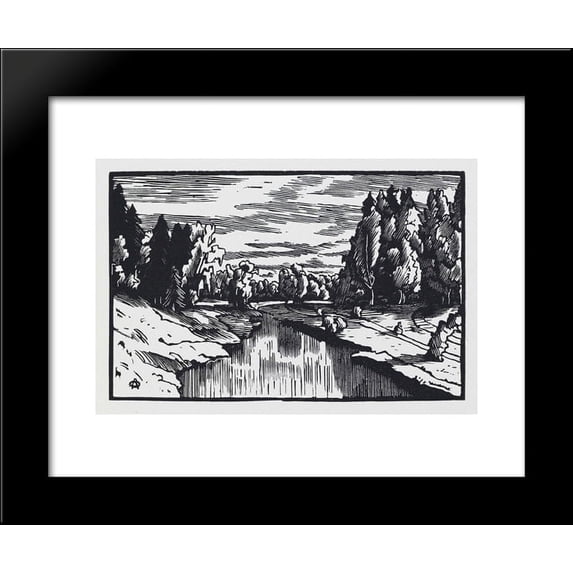 The valley Of the river Slavyanka 20x24 Framed Art Print by Ostroumova-Lebedeva, Anna