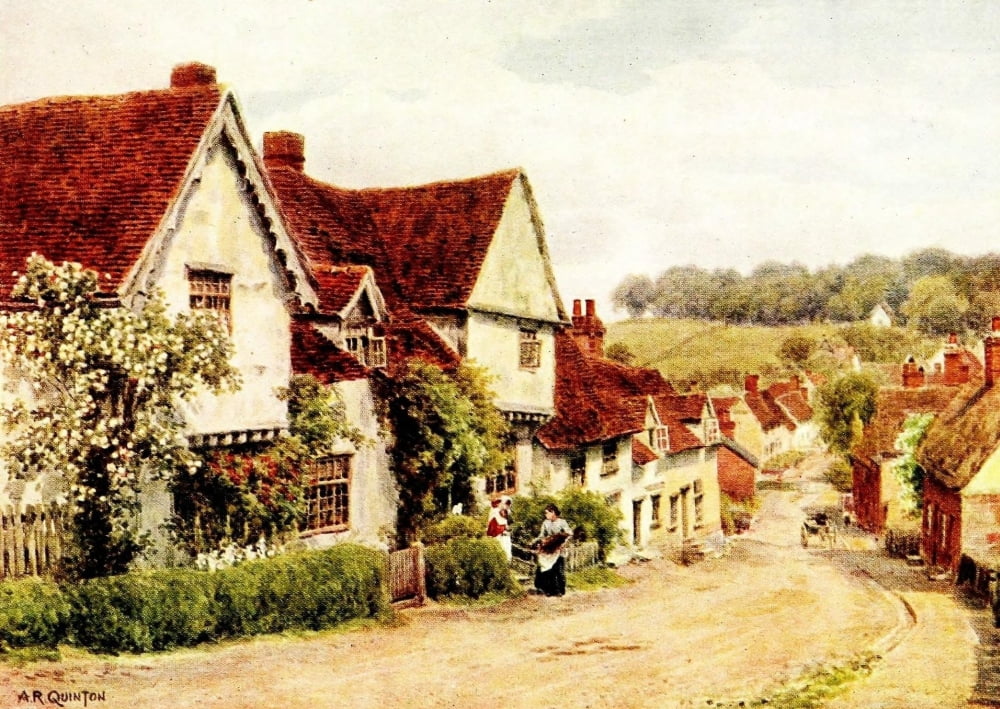 The village street Kersey Suffolk Canvas Art - Alfred Quinton (24 x 36)