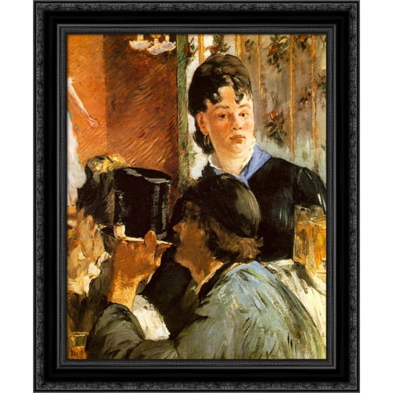 The waitress Bocks 20x24 Black Ornate Wood Framed Canvas Art by Manet, Edouard