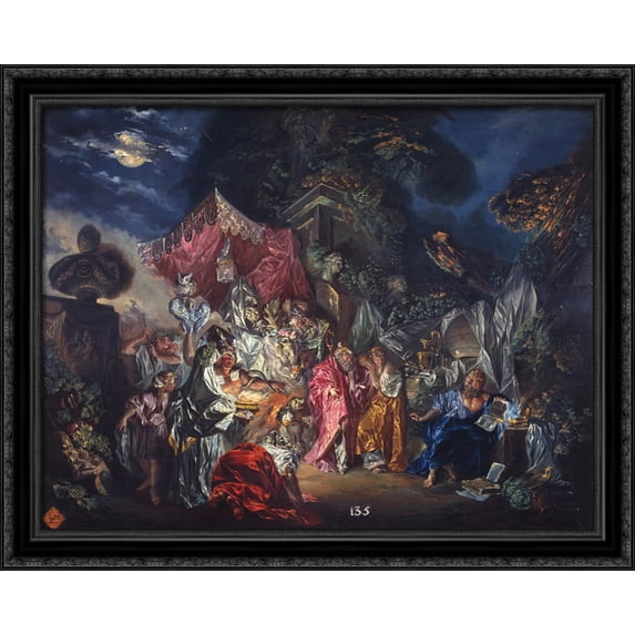 The watchfulness of Diogenes 36x28 Large Black Ornate Wood Framed Canvas Art by Luis Paret y Alcazar