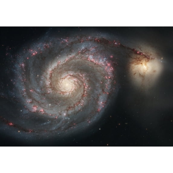 The whirlpool galaxy and companion galaxy Poster Print