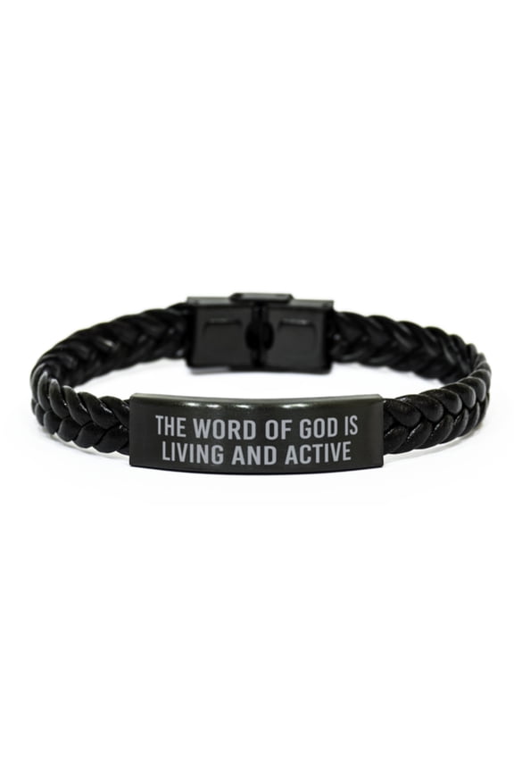 The word of God is living and active bracelet Christian Mantra Gift for Men Women Christmas Birthday for Him Her Braided Leather Bracelet