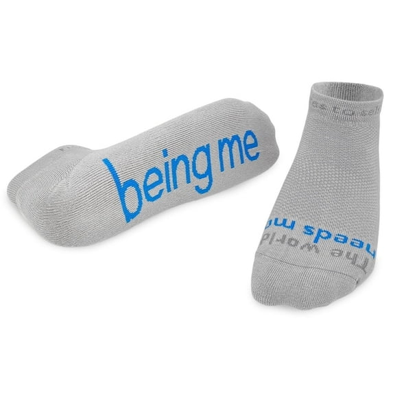The World Needs Me - Being Me, Grey Low-Cut Socks