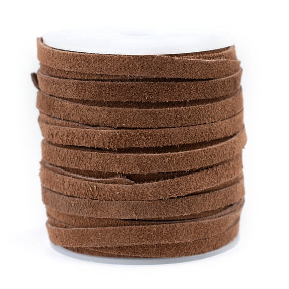 The Bead Chest 6.0mm Brown Flat Suede Leather Cord (75ft)
