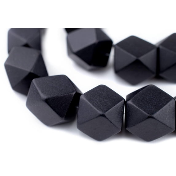The Bead Chest Black Cornerless Cube Wood Beads: 20mm Diamond Cut Natural Organic Beads for Jewelry Making