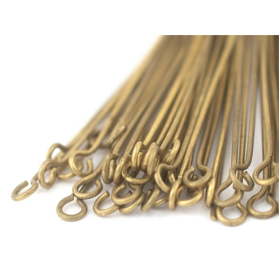 The Bead Chest Brass 21 Gauge 3 Inch Eye Pins (Approx 100 pieces)