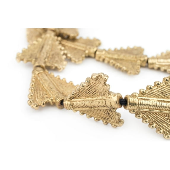 The Bead Chest Brass Baule Beads, African Tribal Brass-Plated Flat Tabular Ethnic Ivory Coast Jewelry Making Supplies for Necklaces and Bracelets