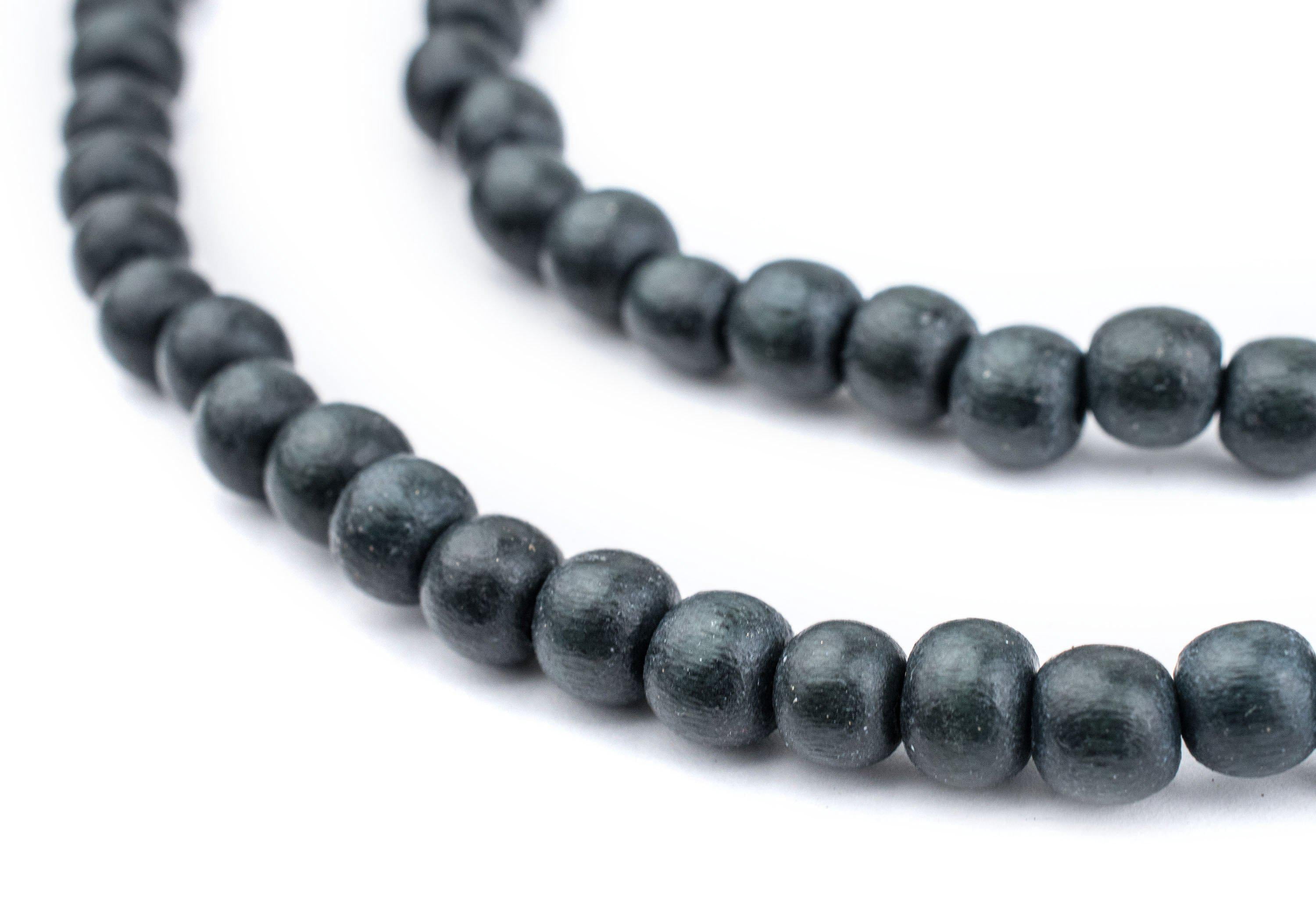The Bead Chest Charcoal Natural Wood Beads 6mm Black Round 16 Inch