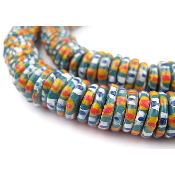 The Bead Chest Chevron Style Aja Krobo Powder Glass Beads (15mm)