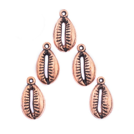The Bead Chest Copper Cowrie Shells (Set of 5): Metal Beads for DIY Crafts & Jewelry-Making Inspired by African Sea Shells