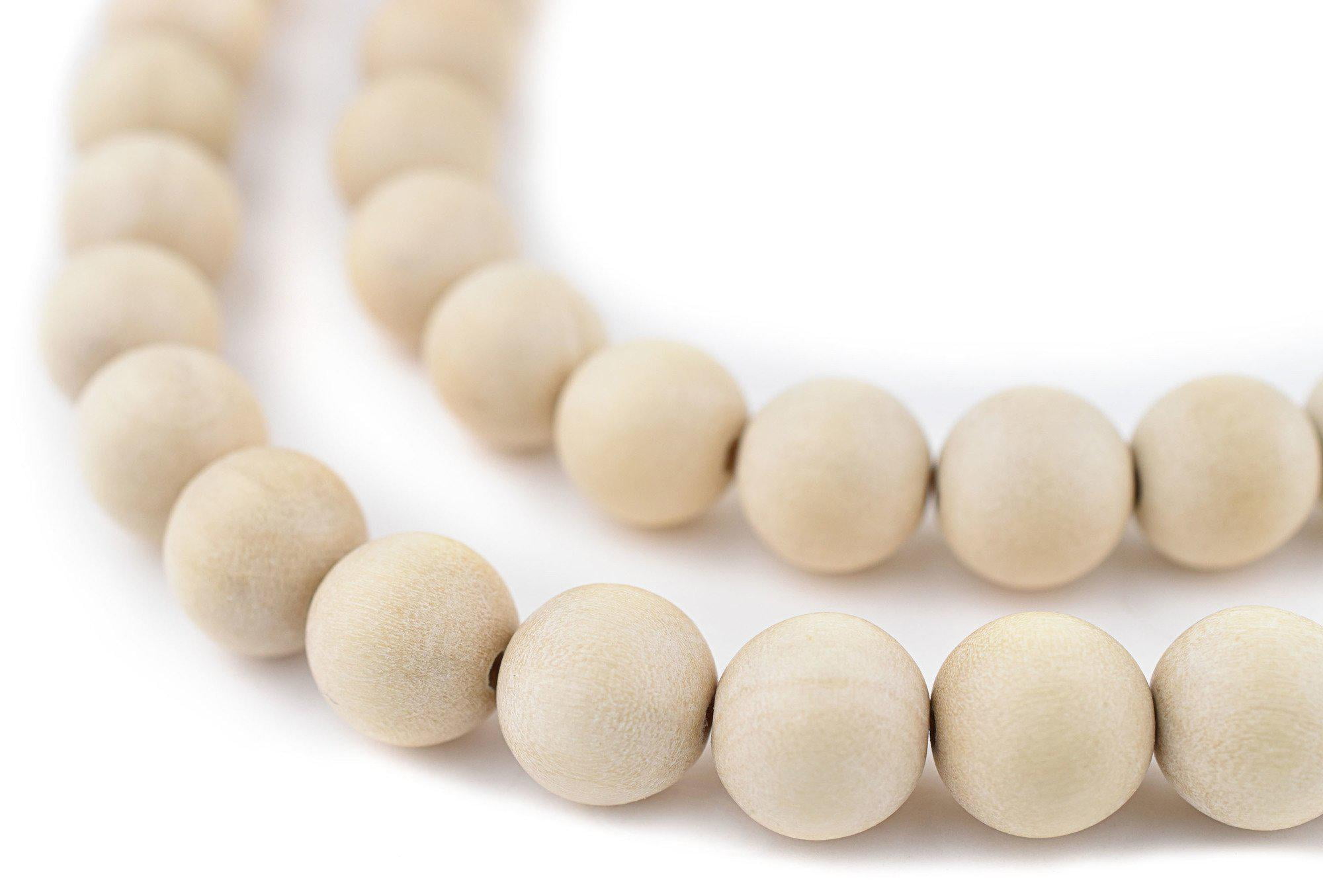 TheBeadChest Cream Unwaxed Natural Wood Beads (12mm), Great for
