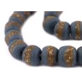 thumbnail image 1 of The Bead Chest Dark Grey Kente Krobo Beads 14mm Ghana African Round Glass Large Hole 28 Inch Strand Handmade, 1 of 3