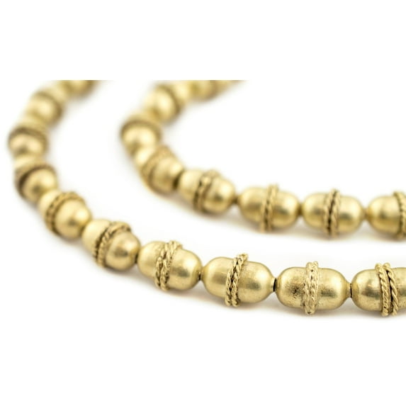 The Bead Chest Ethiopian Brass Wired Oval Beads (13x10mm)