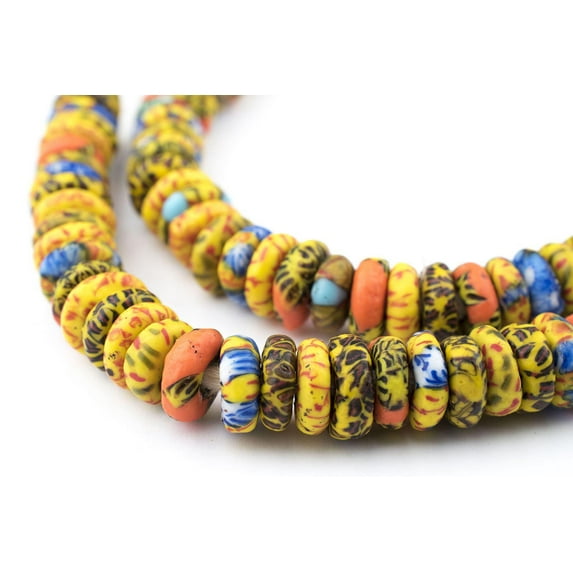 The Bead Chest Kumasi Medley Fused Rondelle Recycled Glass Beads (11mm)