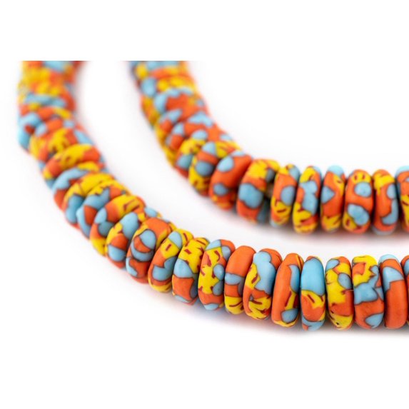 The Bead Chest Lava Fire Fused Rondelle Recycled Glass Beads (11mm)