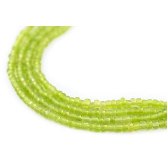 The Bead Chest Lime Green Matte Glass Seed Beads (3mm) - 24 inch Strand of Quality Glass Beads
