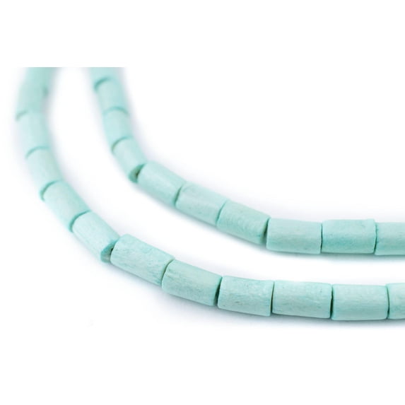 The Bead Chest Mint Green Tube Natural Wood Beads (7x5mm): Organic Eco-Friendly Wooden Bead Strand for DIY Jewelry, Crafts, Necklace and Bracelet Making