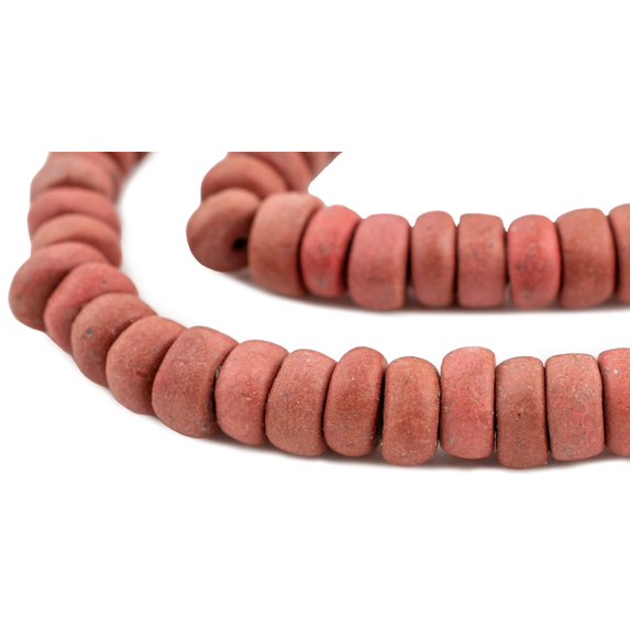 The Bead Chest Moroccan Pottery Beads, Red, Rondelle: Genuine North African Berber Tribal Beads for DIY Jewelry Making and More
