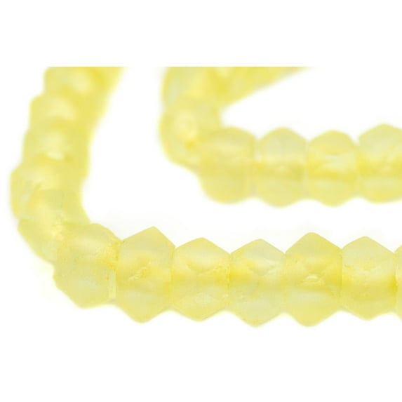 The Bead Chest Pastel Yellow Faceted Recycled Java Sea Glass Beads 13mm Indonesia Large Hole 22 Inch Strand
